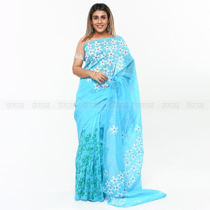 Exclusive Designer Block Print Half Silk Saree & Dhupian Silk Stylesh & fashionable best Saree for women