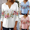 Women's Summer V-Neck Tops T-Shirts Ladies Floral Casual Blouse Tee Plus Size. 