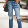 High Quality S-2XL Fashion Womens Ripped Jeans Denim Pants Washed Slim Fit Jeans Long Skinny Jeans Femme Jeans.