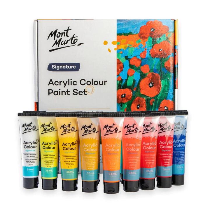 Mont Marte Signature 36ml Acrylic Paint Set - Vibrant 18-Color Non-Toxic & Long-Lasting