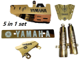 Motorcycle silencer, front suspension, wind sheild and name plate full set for yamaha FZ S V2 or bike metal cover combo -Golden. 