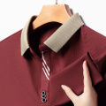 Korean Handsome New 2024 Summer Ice Silk Polo Shirt Loose Breathable Short Sleeved Thin Polo Striped Casual Tops Men's Clothing.