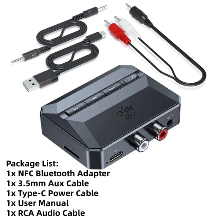 NFC%20Bluetooth%205.3%20Audio%20Receiver%203.5mm%20AUX%20RCA%20USB%20U-Disk/TF%20HIFI%20Stereo%20Music%20Wireless%205.0%20Adapter%20With%20Mic%20For%20Car%20Kit%20Speaker%20-%20Image%207