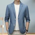 Anti-Wrinkle Ultra Thin Ice Silk Suit Jacket Summer men blazer Breathable Stretch Casual Suit Plus Size Lightweight blazers.
