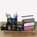 Metal Mesh Office Desktop Organizer Pen Pencil Box Stationery Holder Case Black -.