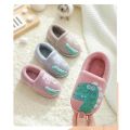 Non-slip Children Home Slippers Baby Warm Cotton Indoor Shoes 2021 Winter Cartoon Dinosaur Kids Slippers Boys Girls Flops Soft. 