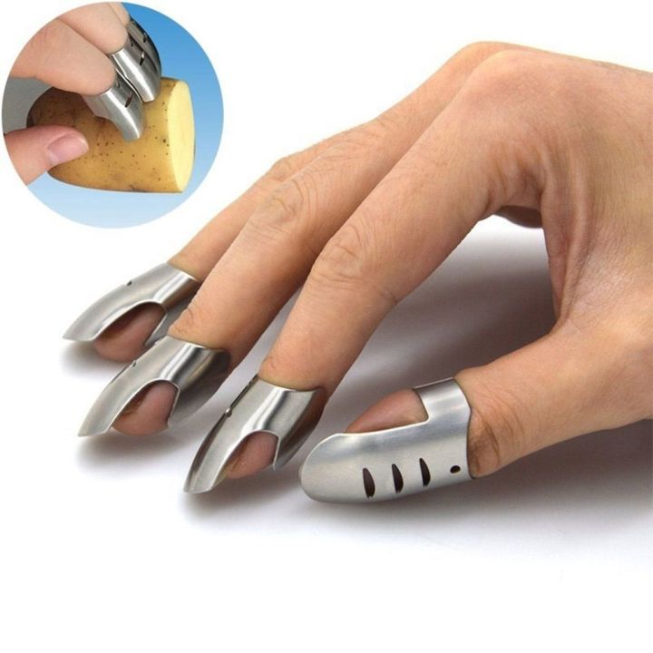 Adjustable Glove 4pcs/Set Finger Hand Guard Finger Protector Stainless Steel Slice Cooking Gadgets