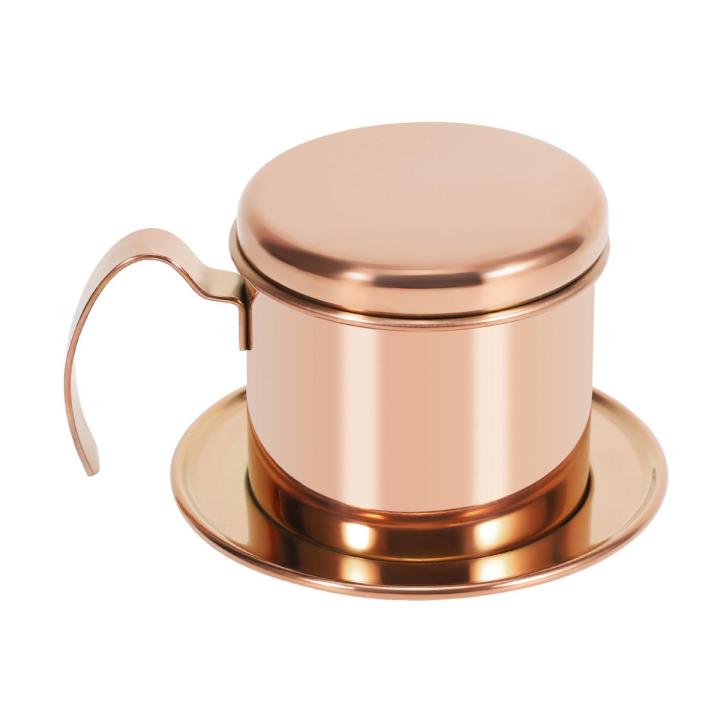 Stainless Steel Vietnamese Coffee Filter Single Cup Vietnam Hand Punch Pot Drip Filter Coffee Pot Vietnamese Coffee Pot Drip Filter Cup Family Outdoor Use Rose Gold