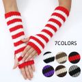 Warm Arm Warmers Women Wrist Elbow Thermal Glove Hand Arm Warmers Striped Knitted Woolen Elbow Mittens Cosplay Arm Sleeves. 