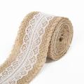 Yfashion Jute Cloth Roll with White Lace Craft for e Decoration Packaging 2M/Roll. 