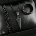 Ultimate Men's Silver-Tone Warrior Jewelry Set with Arrowhead Pendant, Chain Bracelet & Ring Set. 