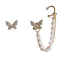 Trendy Korean Elegant Cute Fashionable Rhinestone Butterfly Stud Earrings for Girls Simple Stylish - Pearl Stud Earring for Women Simple New Collection. 