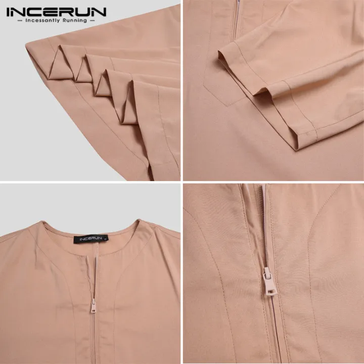 INCERUN%20Mens%20Muslim%20Clothing%20Thobe%20Saudi%20Arab%20Short%20Sleeve%20Islamic%20Jubba%20Kaftan%20Tunic%20-%20Image%206