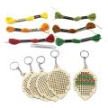 5Pcs Wooden Leaves with Colour Embroidery Threads DIY Craft Kit Home Decor Cross-stitch Keyring. 