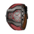 Oulm Quartz Watch Distinctive Men's Watch Double Time Zone Fashion Large Dial Belt Men's Watch Cross Border Ins Style.