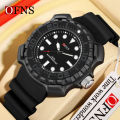 OFNS Waterproof Watch Silicone Fashionable Watch Minimalist Waterproof Electronic Quartz Men Watch NS1301-3. 