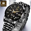 Ole-vs 2858 Stainless Steel Chronograph Wrist Watch For Men - White & Silver & Golden - Watch For Men.