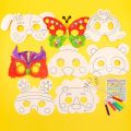 8Piece Kids Cartoon Animal DIY Graffiti Art Crafts Mask Toy Paper Mask Hand-painted White Paper Card Material with Color Pens. 