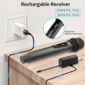 Wireless Handheld Microphone,Metal Dual UHF Cordless Dynamic Mic System With 1800MAh Rechargeable Receiver For Karaoke,Party, Wedding. 