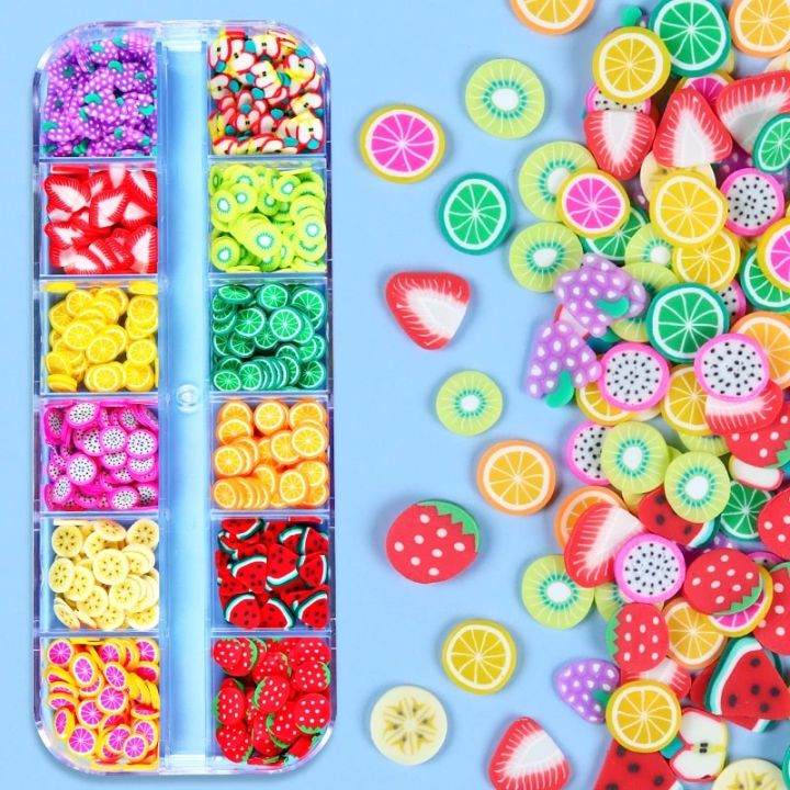 3D Mini Fruits for Nails Fruit Slices Charms Summer Decoration Polymer Clay Flake Accessories DIY Gel Lemon Strawberry Supplies