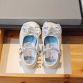 Girls Aisha Princess Shoes 2024 Spring New Kids Bow Slippers Medium and Big Kids Soft Sole Fashion Flat Shoes.
