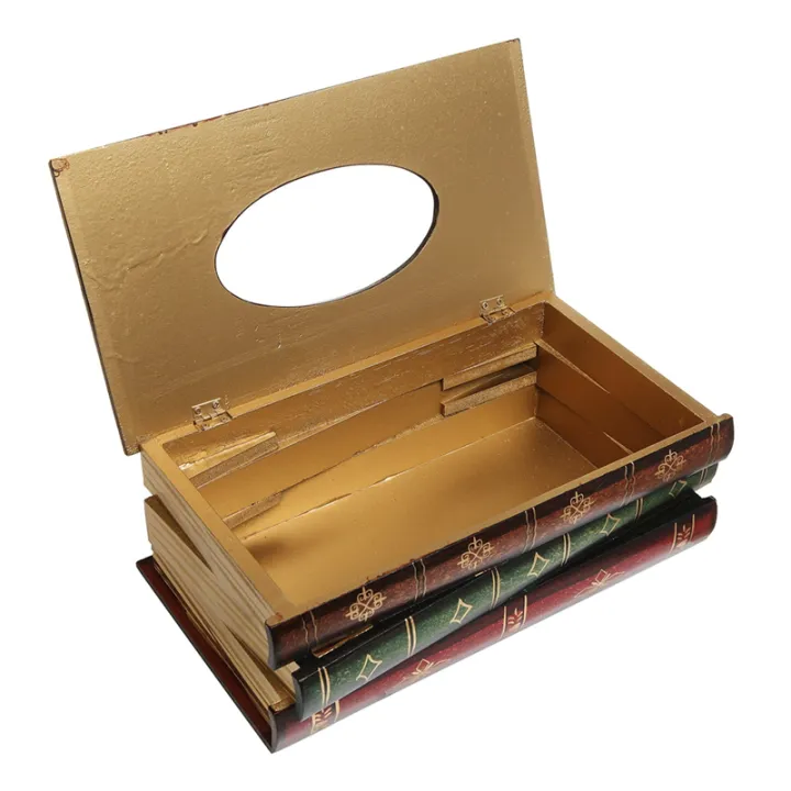 Vintage%20Stacked%20Books%20Design%20Solid%20Wood%20Tissue%20Box%20Holder%20Rectangular%20with%20Easy%20Refill%20Hinged%20Top,Green%20About%2025.5x14.5x10.3CM%20-%20Image%207