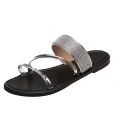 Summer Sandals for Women Flat Sandal Sparkle Rhinestone Slide Trendy Women's Beach Sparkly Dressy Slip on Bling Casual Shoes House Foocus. 