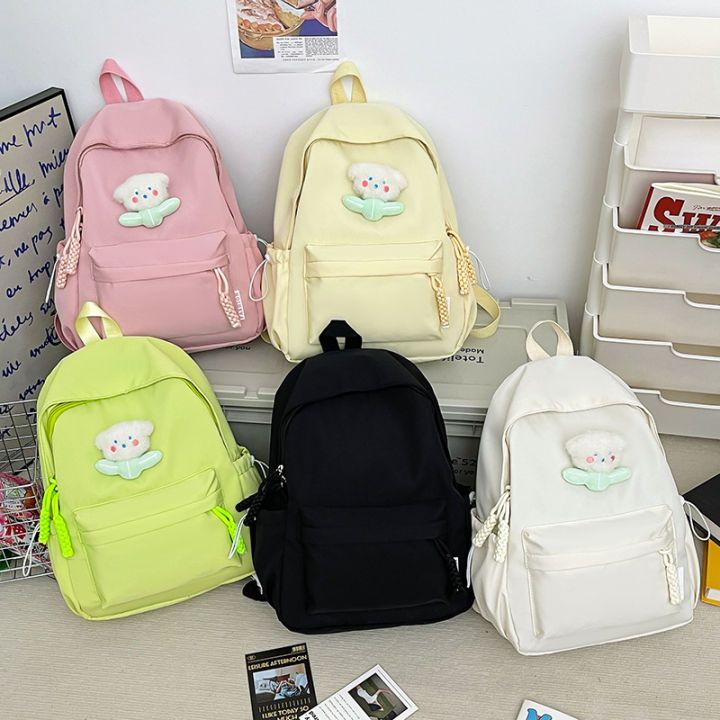ins style Japanese soft girl schoolbag women's Korean version solid color versatile girl backpack for junior high school students and high school students