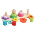 Cute Baby Kids 4-Column Geometric Blocks Stacking Shape Matching Puzzle Game Education Study Toy.