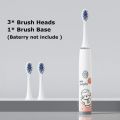 Child Teethbrush Ultrasonic Soft Bristles Cartoon Pattern Replacement Brush Heads Sonic Cleaning Toothbrush Household Ipx7.