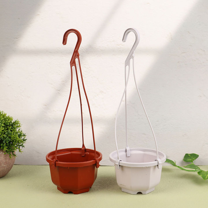 1Pc Hanging Octagonal Flowerpot Plastic Flower Succulent Orchid Hanging Pot BAWEI