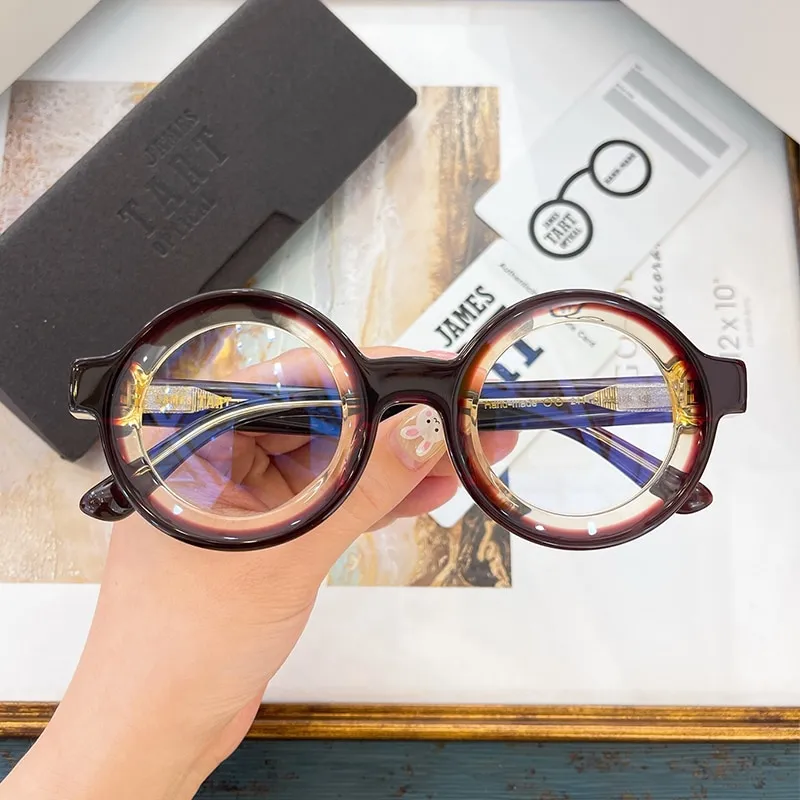 JAPANESE LUXURY BRAND SUNGLASSES Men Round Retro Designer Acetate