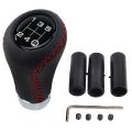 5 Speed Leather Stick Shift Knob Fit for Most Manual Vehicle, Black.
