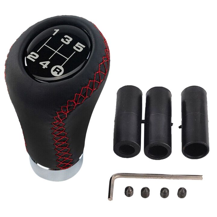 5 Speed Leather Stick Shift Knob Fit for Most Manual Vehicle, Black
