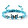 Handmade Braided String Bracelet For Women Blue Butterfly Pendant Adjustable Charm Bracelets Bangles Fashion Girl Jewelry Gifts. 
