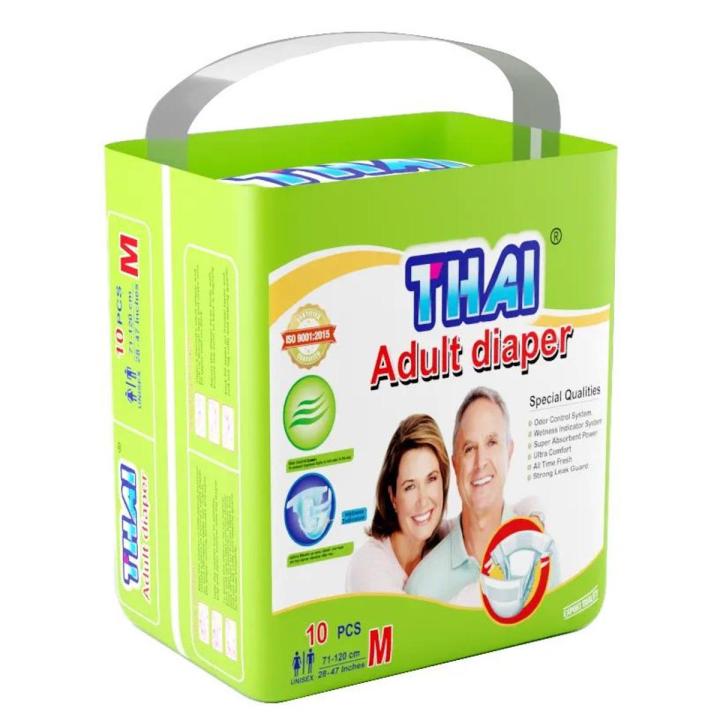 Thai Adult Diaper Size-M 10PCS (71-120CM) (28-47 Inches)