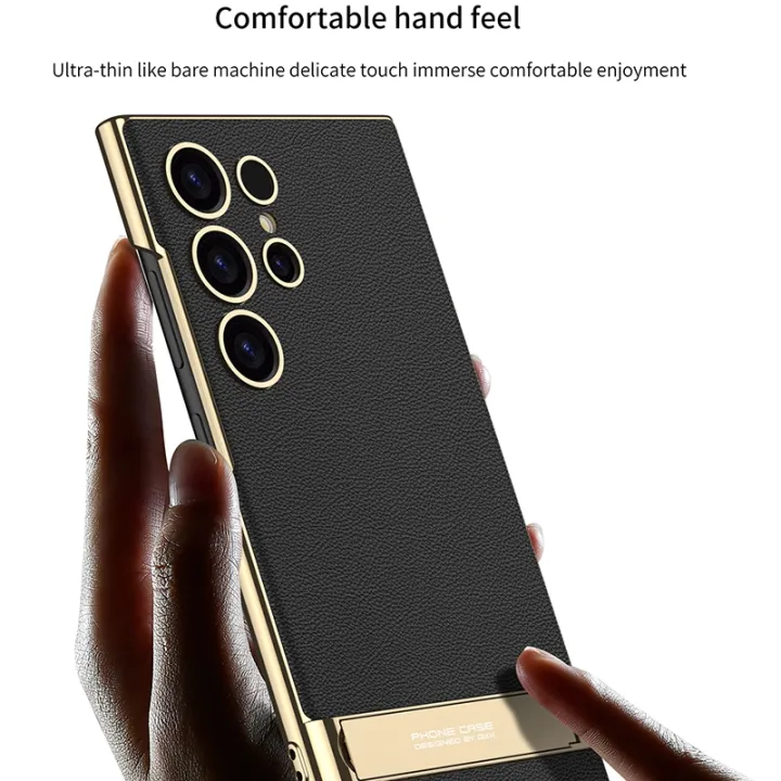 GKK%20Triumph%20Ultra-Thin%20Plain%20Leather%20Phone%20Case%20with%20Holder%20For%20Samsung%20Galaxy%20S24%20Ultra%205G%20-%20Image%202