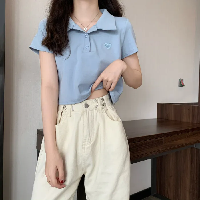 6535%20Cotton%20Summer%20Korean%20Style%202022%20New%20Slim%20Fit%20Slimming%20Embroidered%20POLO%20Collar%20Hot%20Girl%20Style%20Short%20Sleeve%20T%20Women's%20T-shirt%20-%20Image%209