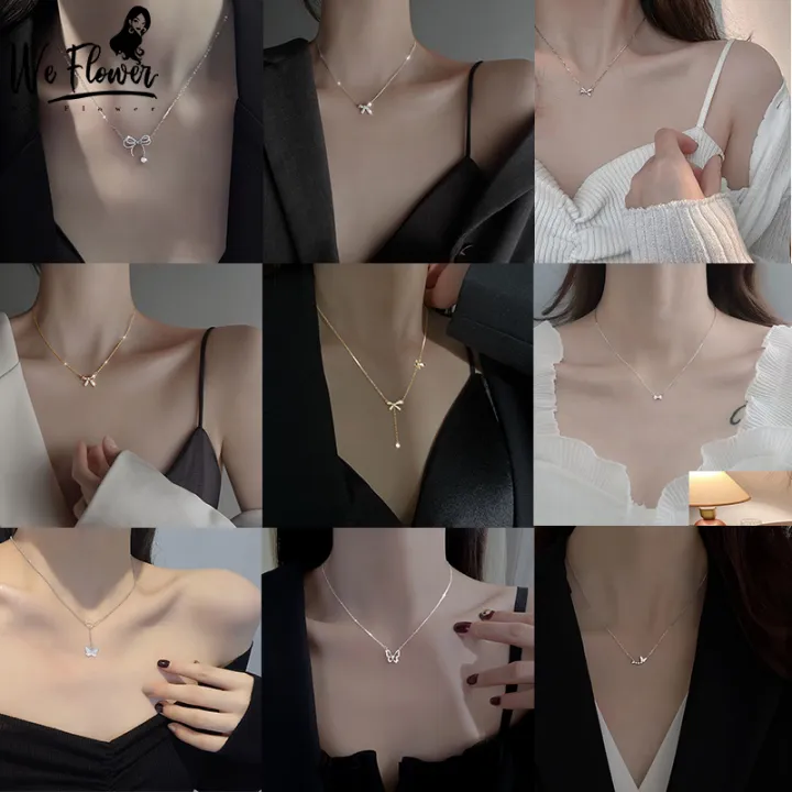 We%20Flower%20Korean%20Fashion%20Silver%20Shiny%20Zircon%20Bow%20Pendant%20Necklace%20For%20Women%20Girls%20Chic%20Lovely%20Butterfly%20Clavicle%20Chain%20Necklace%20Jewelry%20Gift%20-%20Image%202