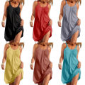 Ladies Beach Dresses Women Summer Sexy Latest  Summer Sleeveless Tank Top Beach Wrap Dress Solid Color Custom Beach Dresses. 