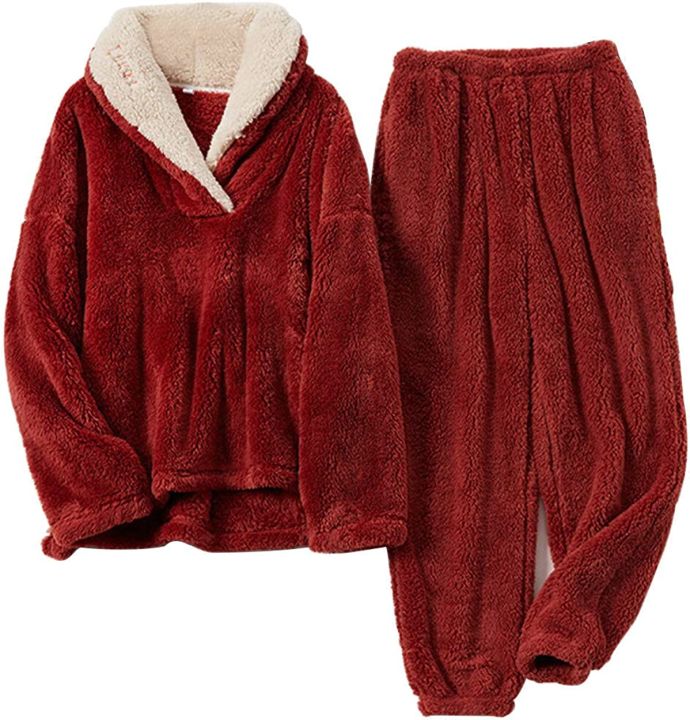 Fleece%20Pajamas%20for%20Women%20Soft%20Comfy%20Fluffy%20Pajamas%20Set%20Pullover%20Pants%20Loose%20Plush%20Warm%20Clothes%20for%20Winter%20Sleepwear%20-%20Image%207