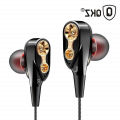 Qkz Ck8 Wired Headphones Dual Moving Coil Headset Heavy Bass Stereo Music In-Line Control Earphones With Microphone Storage Box - Headphone. 