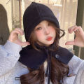 Korea Hat and Scarf Set Scarf Neck Set Balaclava Hat Women Winter Knitted Hooded Caps Wool Pullover One-Piece Neck Collar Hat. 