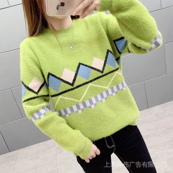 Women's%20Sweater%202024%20Autumn%20and%20Winter%20Clothing%20New%20Korean%20Style%20Mink%20Fur%20Half%20Turtleneck%20Loose%20Thick%20Knitted%20Bottoming%20Shirt%20Pullover%20-%20Image%208