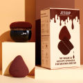 Jessup Foundation Brush with Makeup Sponge, Black Makeup Brush Flat Top Kabuki Brush for Liquid Blending Stippling, T881. 