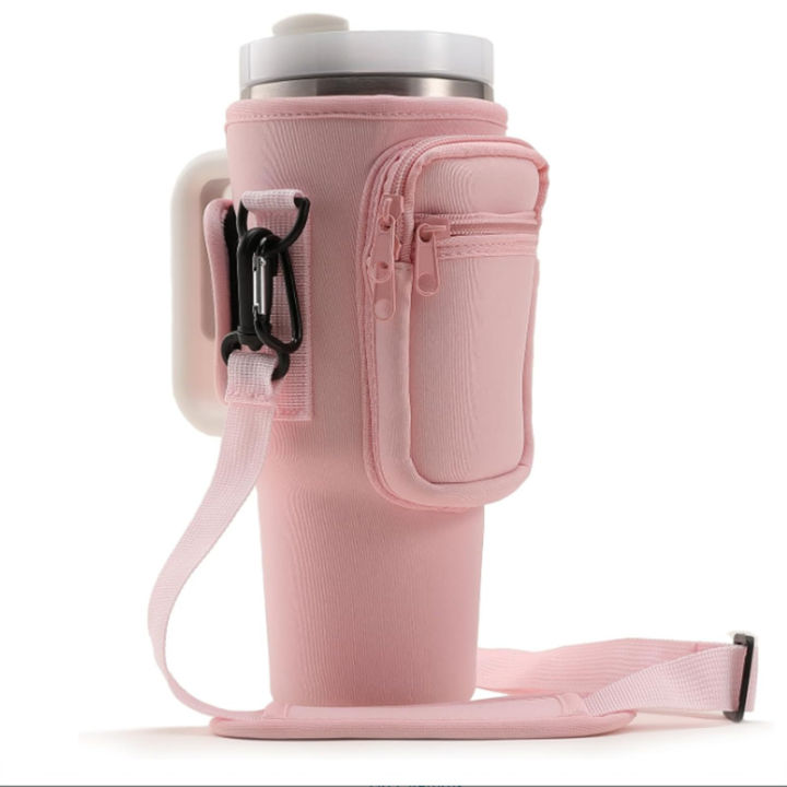 Water Bottle Carrier Bag with Phone Pocket for Stanley 40oz Tumbler with Handle Neoprene Water Bottle Holder Pouch