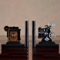 Durable Retro Camera Bookend Movie Film Projector Black Silver Collector's Project Creative Bookcase Vintage Jewelry Study Room Study Home Decorations. 