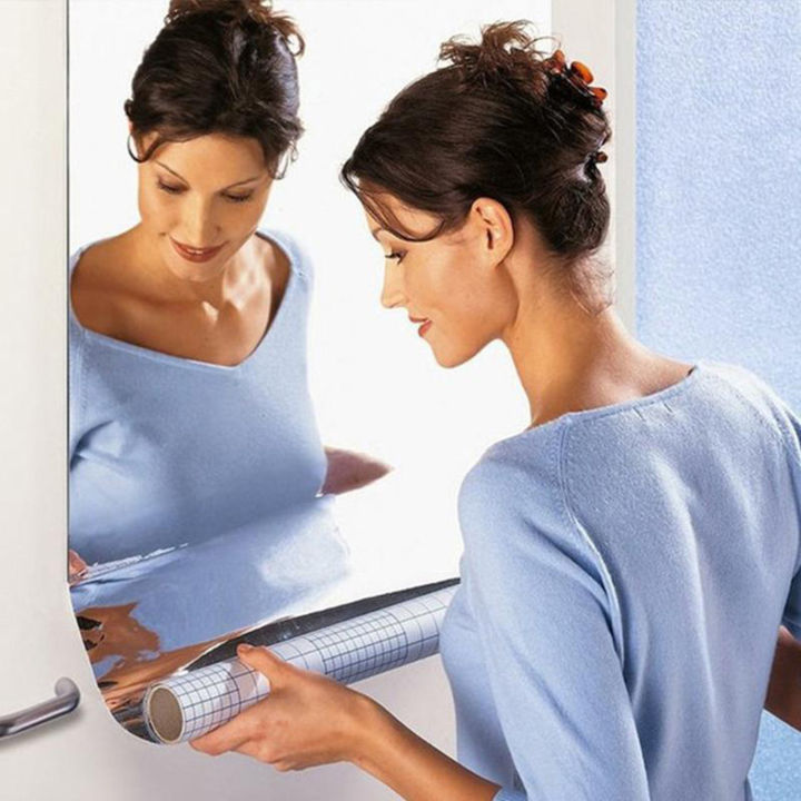 Migeet Flexible Reflective Mirror Sheets Self-Adhesive PET Mirror Tiles Non-Glass Mirror Stickers for Home Decoration Daily Use Living Room Bathroom Countertop