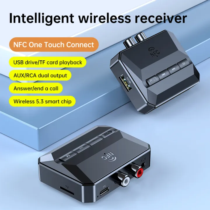 NFC%20Bluetooth%205.3%20Audio%20Receiver%203.5mm%20AUX%20RCA%20USB%20U-Disk/TF%20HIFI%20Stereo%20Music%20Wireless%20Adapter%20With%20Mic%20For%20Car%20Kit%20Speaker%20Amp%20-%20Image%202