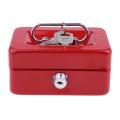 Creative Portable Metal Storage Container Safe Lock Box Money Coffer Red. 